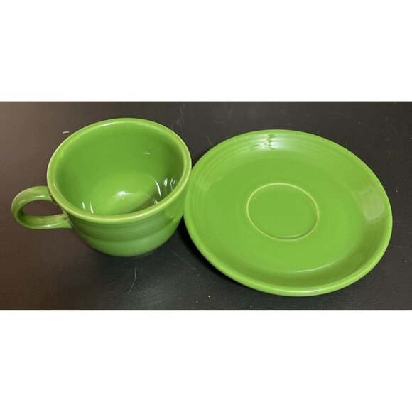 Fiestaware Shamrock Green Teacup Saucer Fiesta HLC USA Cup Plate‎ Mug 2013 BBBC - Picture 2 of 4